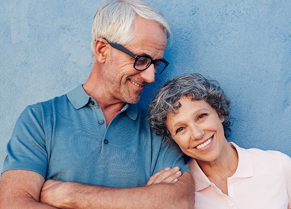 Elderly couple selfie restorative dentistry San Jose