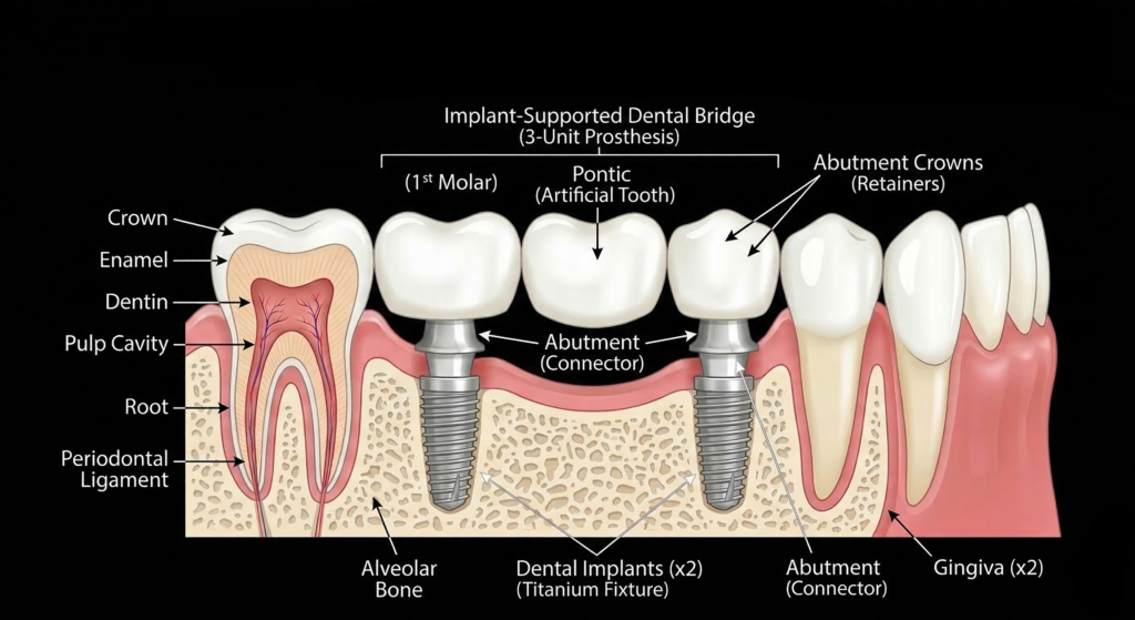 diagram of implant supported bridge 